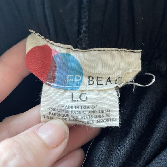 Free People Beach Pants Womens Large Black Ultra High Rise Flowy Wide Leg Crop - Picture 4 of 12